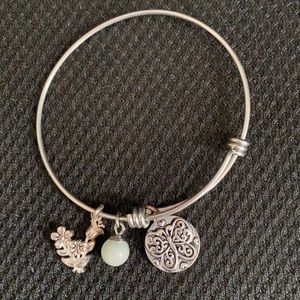 Alex and Ani style butterfly and flower bracelet